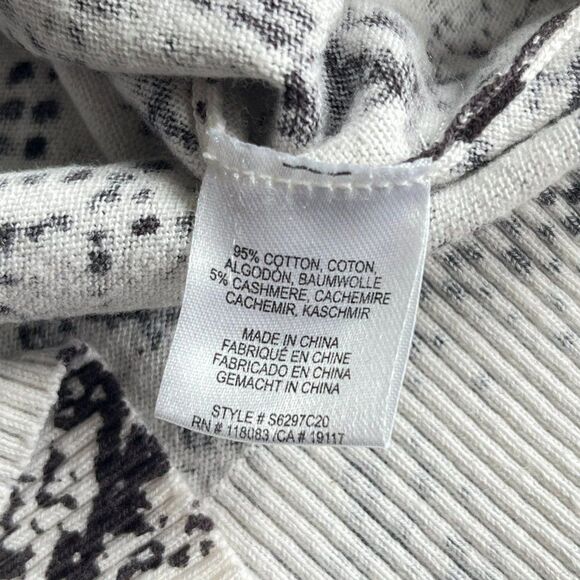 Minnie Rose Black White Snake Print Cotton Cashmere Sweater Size M Crewneck - Picture 6 of 8